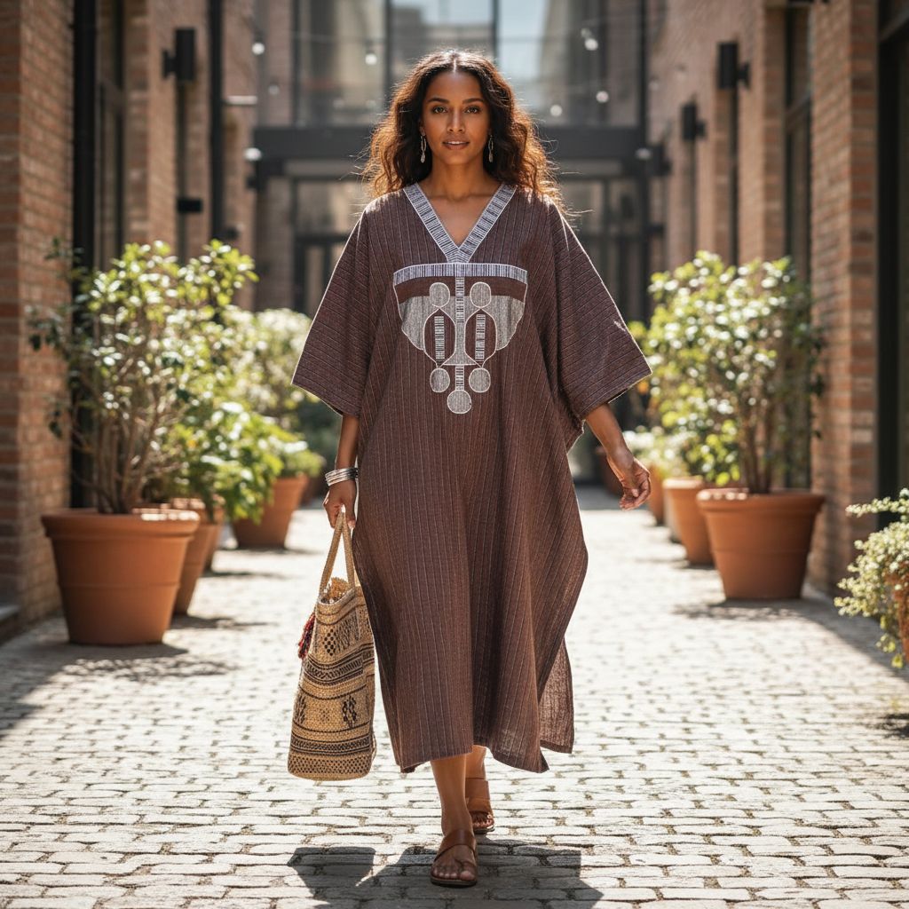 Robe 3/4 tissée artisanal fais main chic en coton