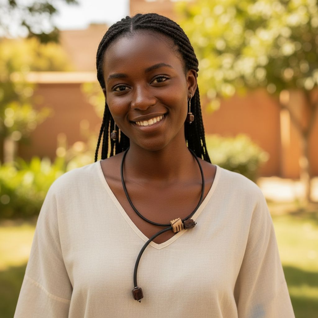 Ensemble Collier bois gravé marron et agate et boucles d'oreilles - Kora