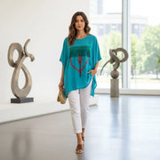 Tunique Bohème Chic Turquoise - Élégance Artisanale