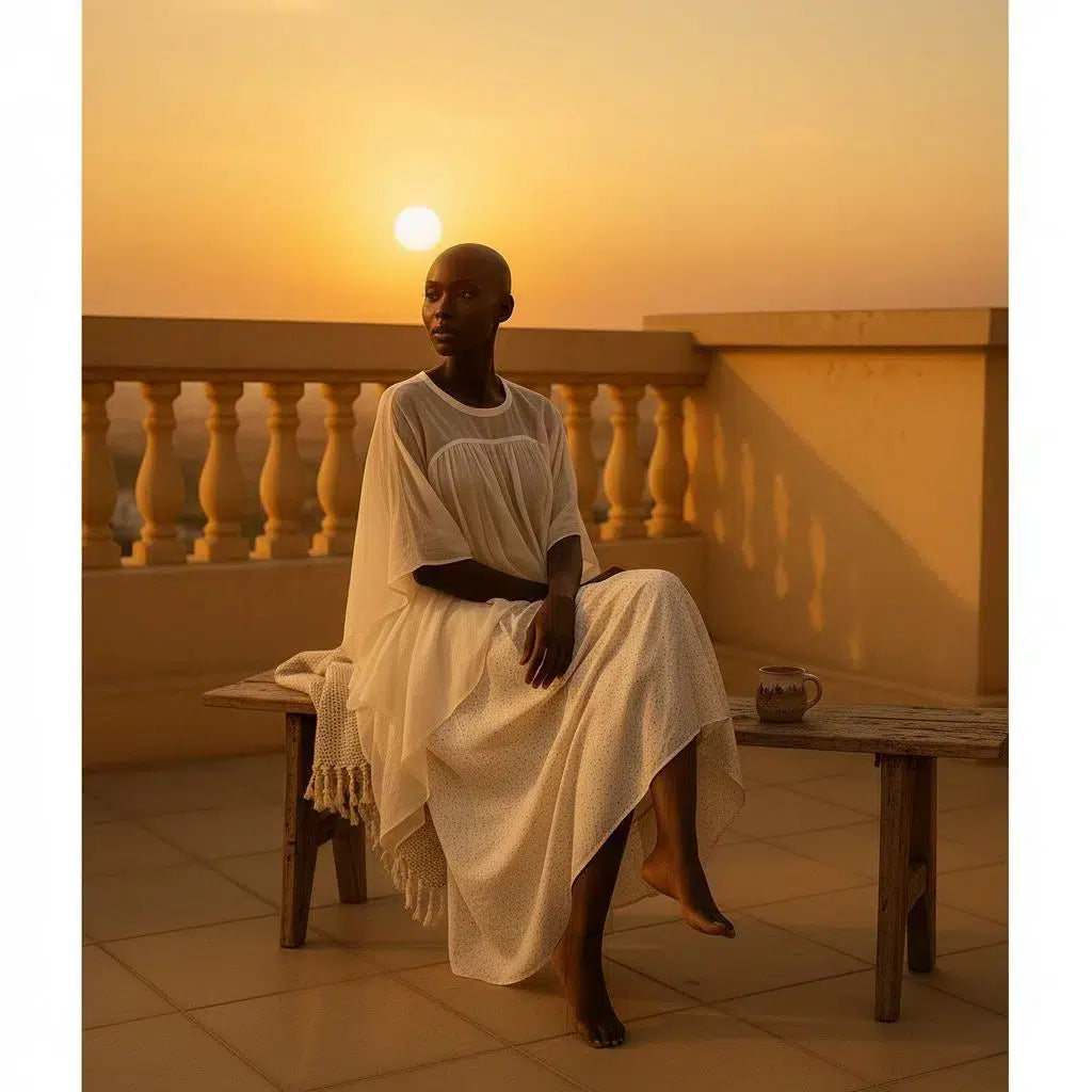 Ensemble jupe et haut femme bohème chic blanc