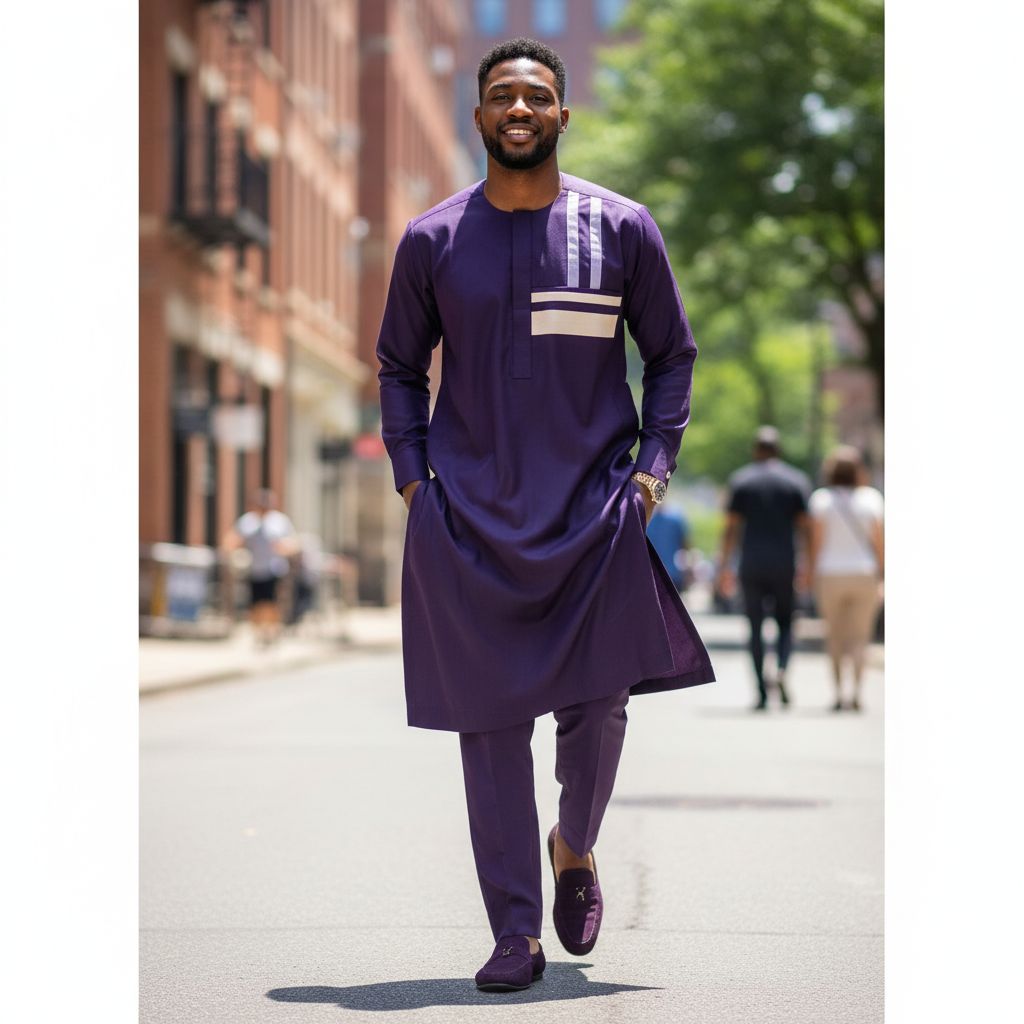 Ensemble homme élégant noir et beige, chemise traditionnelle, tenue formelle