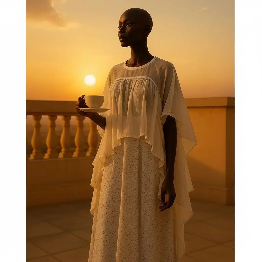 Ensemble jupe et haut femme bohème chic blanc