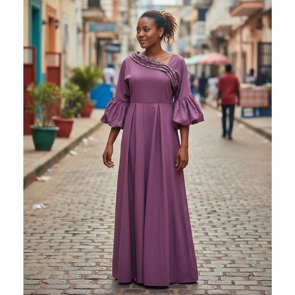 Robe femme coton pagne tissé chic, longue élégante, col asymétrique