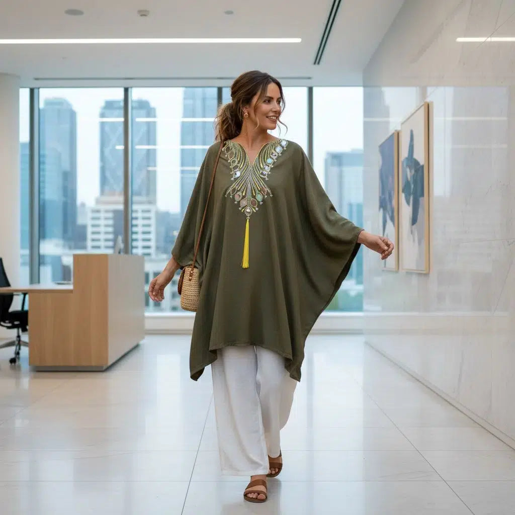 Tunique Brodée Bohème Chic en Coton - Éclat Artisanal