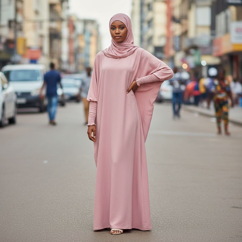 Robe femme élégante longue, manches longues, col montant, couleurs pastel