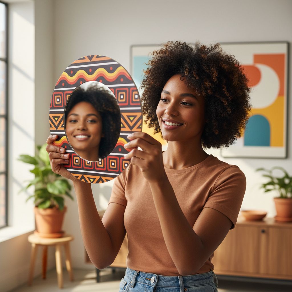 Miroir décoratif mural rond ethnique – Miroir artisanal bohème 30 cm