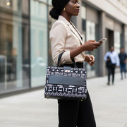 Sac à main wax noir et blanc grand modèle élégant femme grande capacité