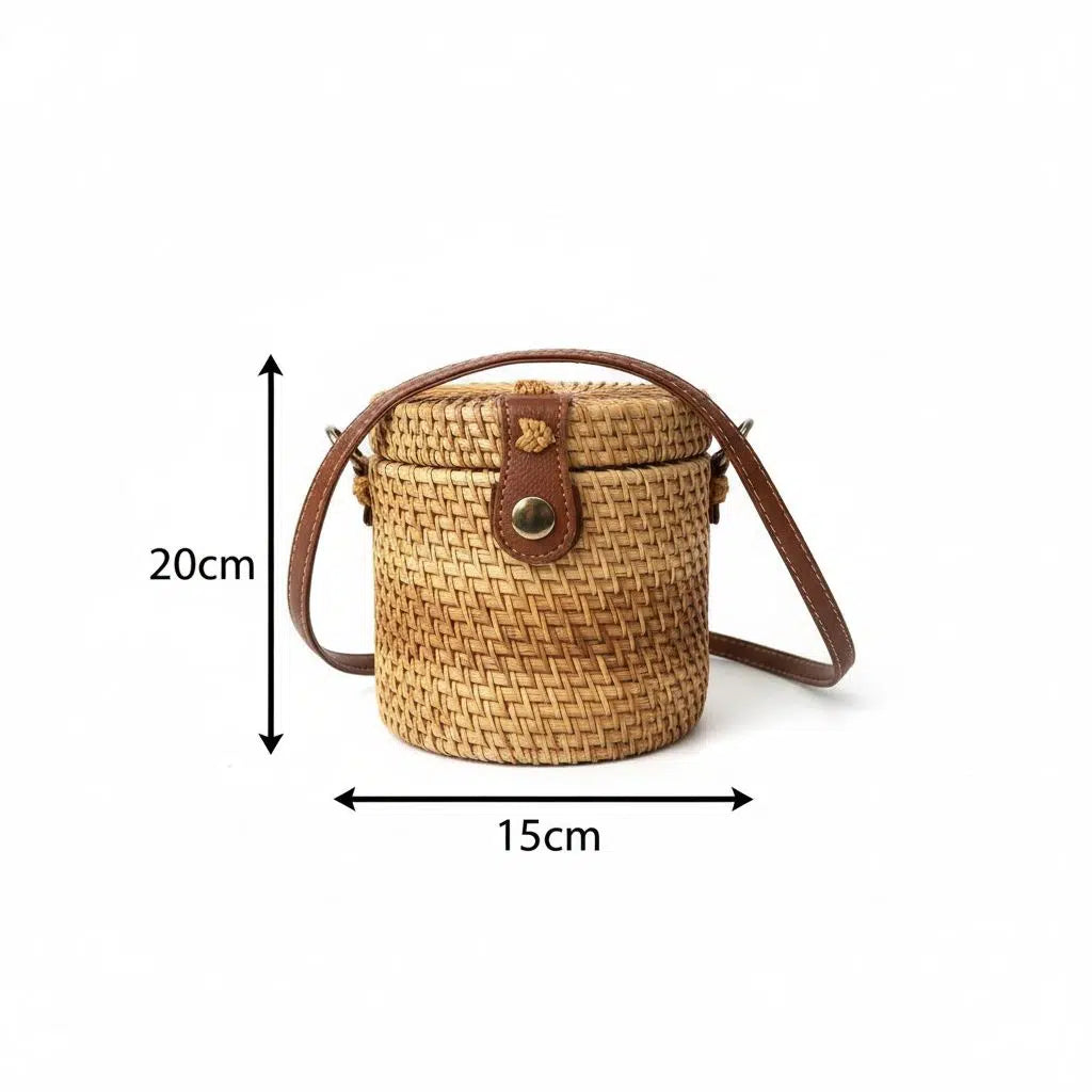 Sac bandoulière rotin femme bohème rond