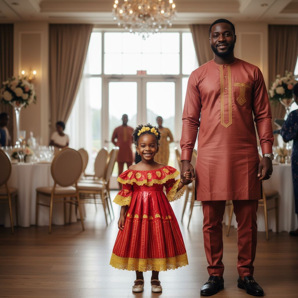 Robe fille cérémonie rouge brodée coton