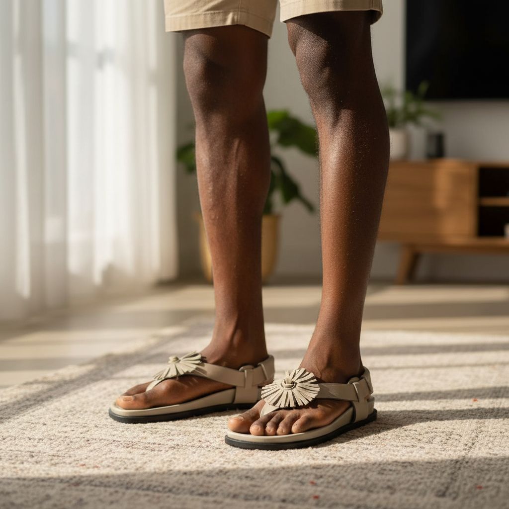 Sandales homme cuir beige élégantes, confortables et boucle réglable fleur