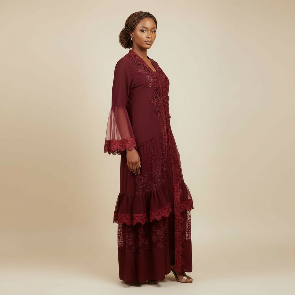Robe femme en lycra et dentelle avec garnitures