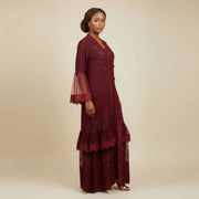 Robe femme en lycra et dentelle avec garnitures