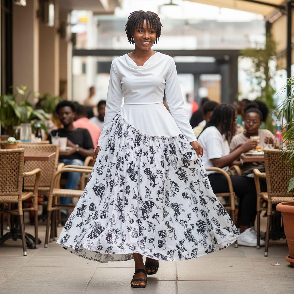 Robe longue femme élégante blanche et noire, asymétrique chic soirée