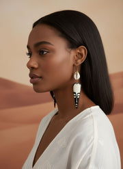 Boucles d’oreilles ethniques bronze en bois cauri