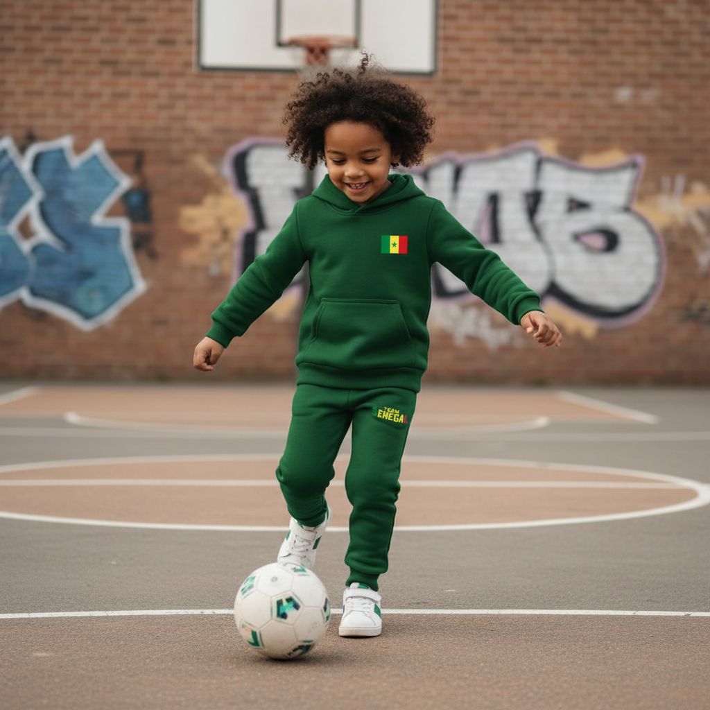 Survêtement enfant Sénégal vert – Ensemble jogging confortable unisexe