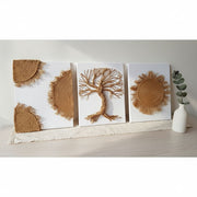 Tableau décoratif mural blanc beige 50x40 cm, corde de jute bohème