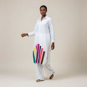 Robe blanche femme élégante ensemble bas large et haut chic XL