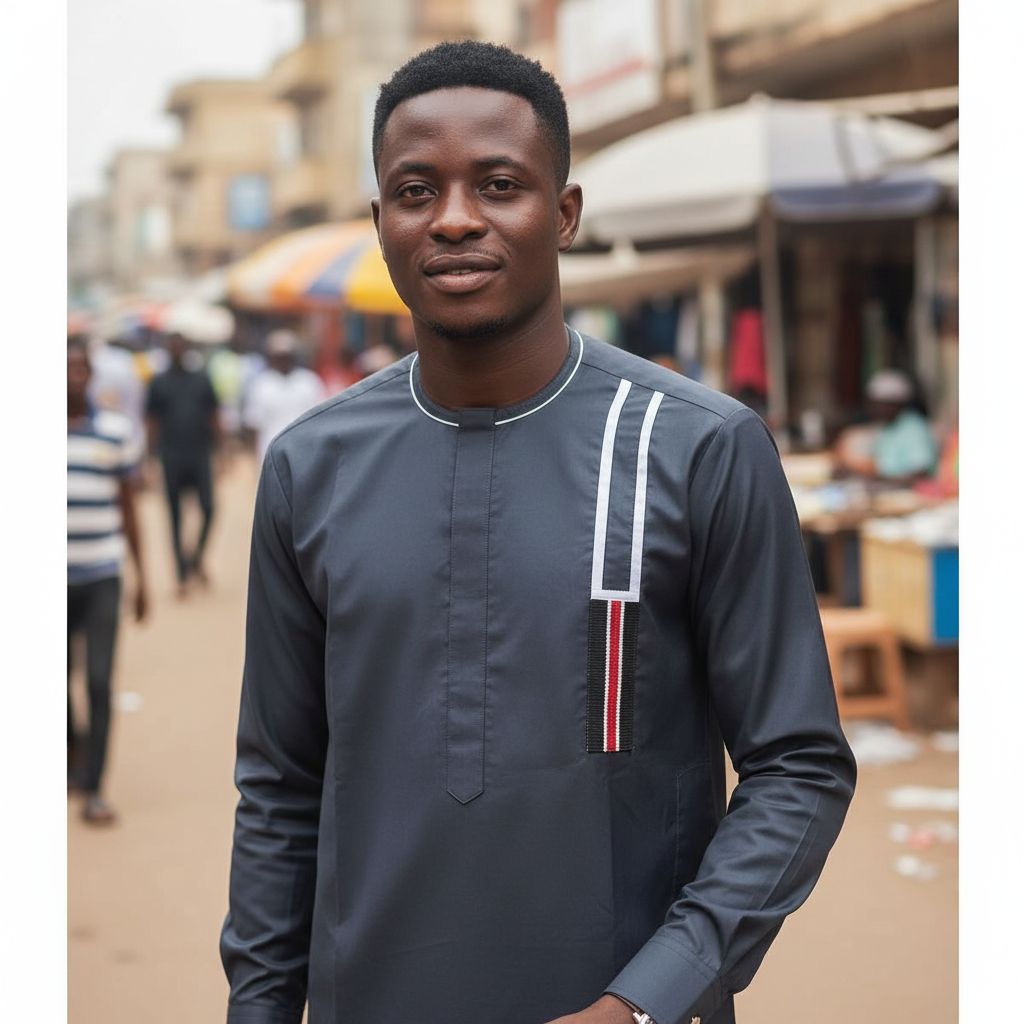 Chemise homme coton bleu foncé élégante col rond, manches longues, coupe droite