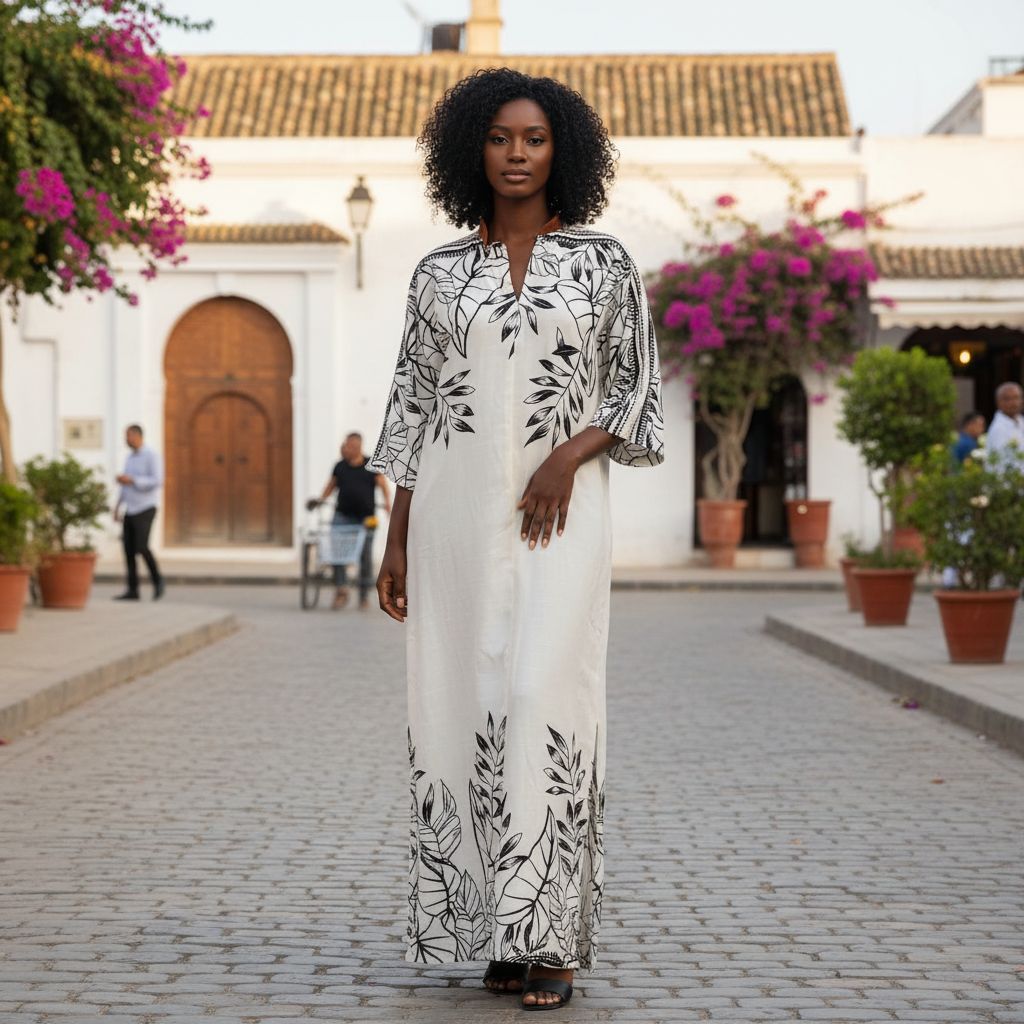 Tunique bohème chic femme blanche, ample, col V, coton été grande taille