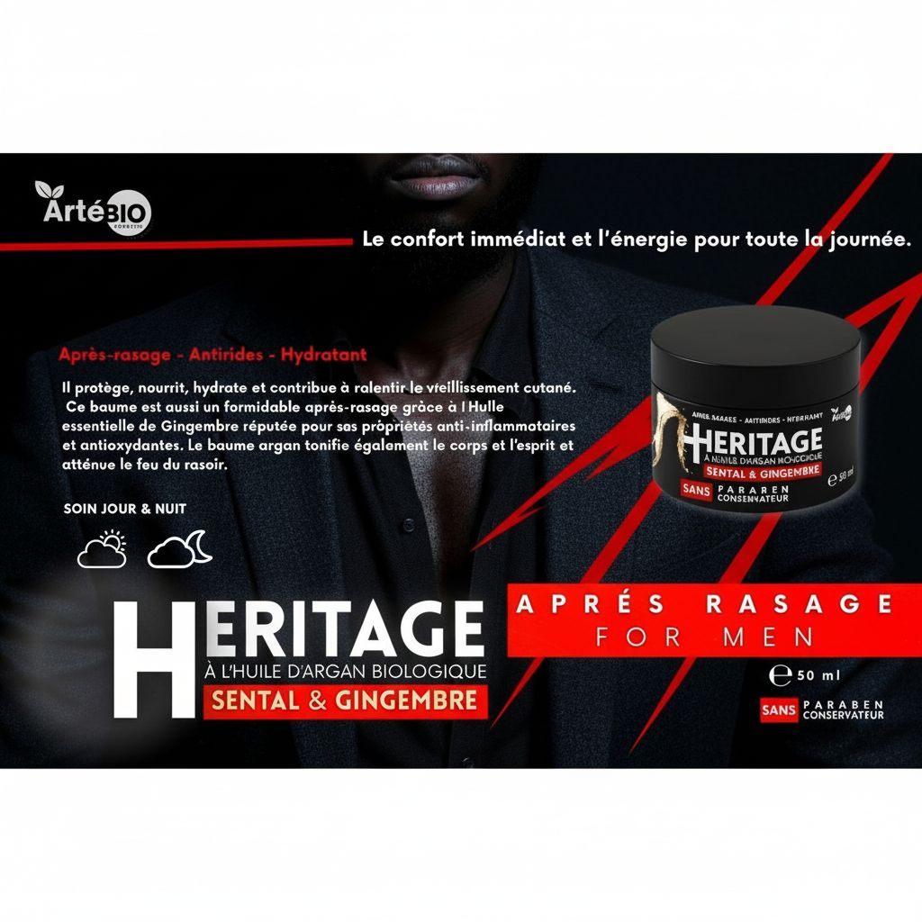 Baume après-rasage homme naturel argan, gingembre et santal – Hydratant, anti-irritations