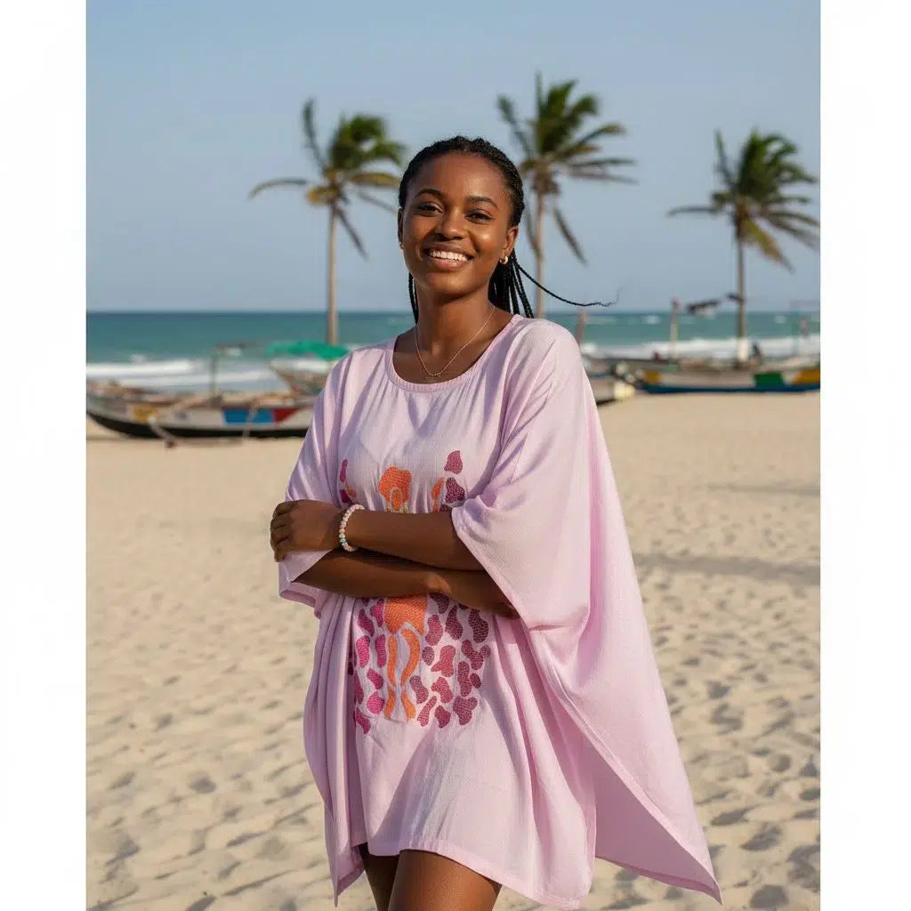 Haut rose brodé femme bohème