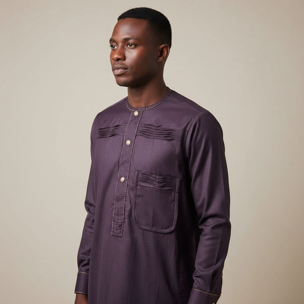 Vêtement homme coton col mao tunique élégante couleur Meve artisanale