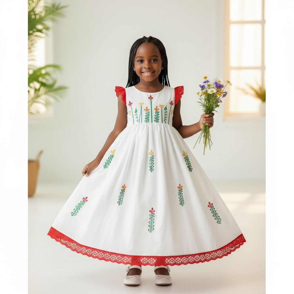 Robe cérémonie fille 3 ans blanche dentelle rouge