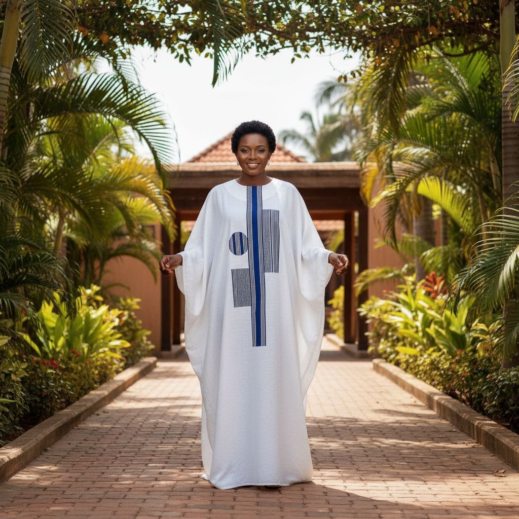 Robe pagne tissé femme longue ample coton, élégante et confortable