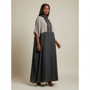 Robe grise élégante femme longue bicolore chic pour bureau et soirée