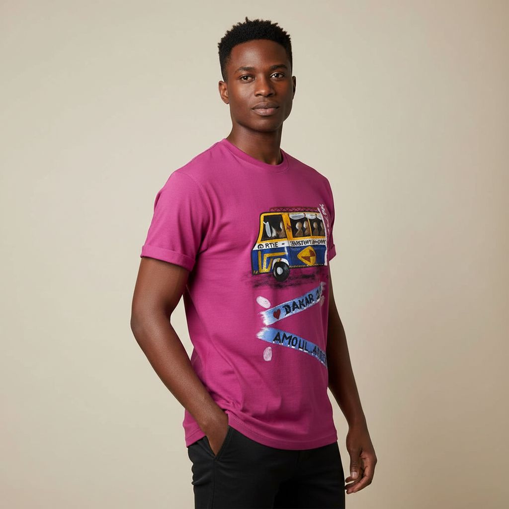 T-shirt peint à la main homme, personnalisé, streetwear Dakar, art africain
