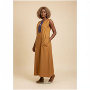 Robe débardeur femme terracotta, coton fluide, chic avec poches
