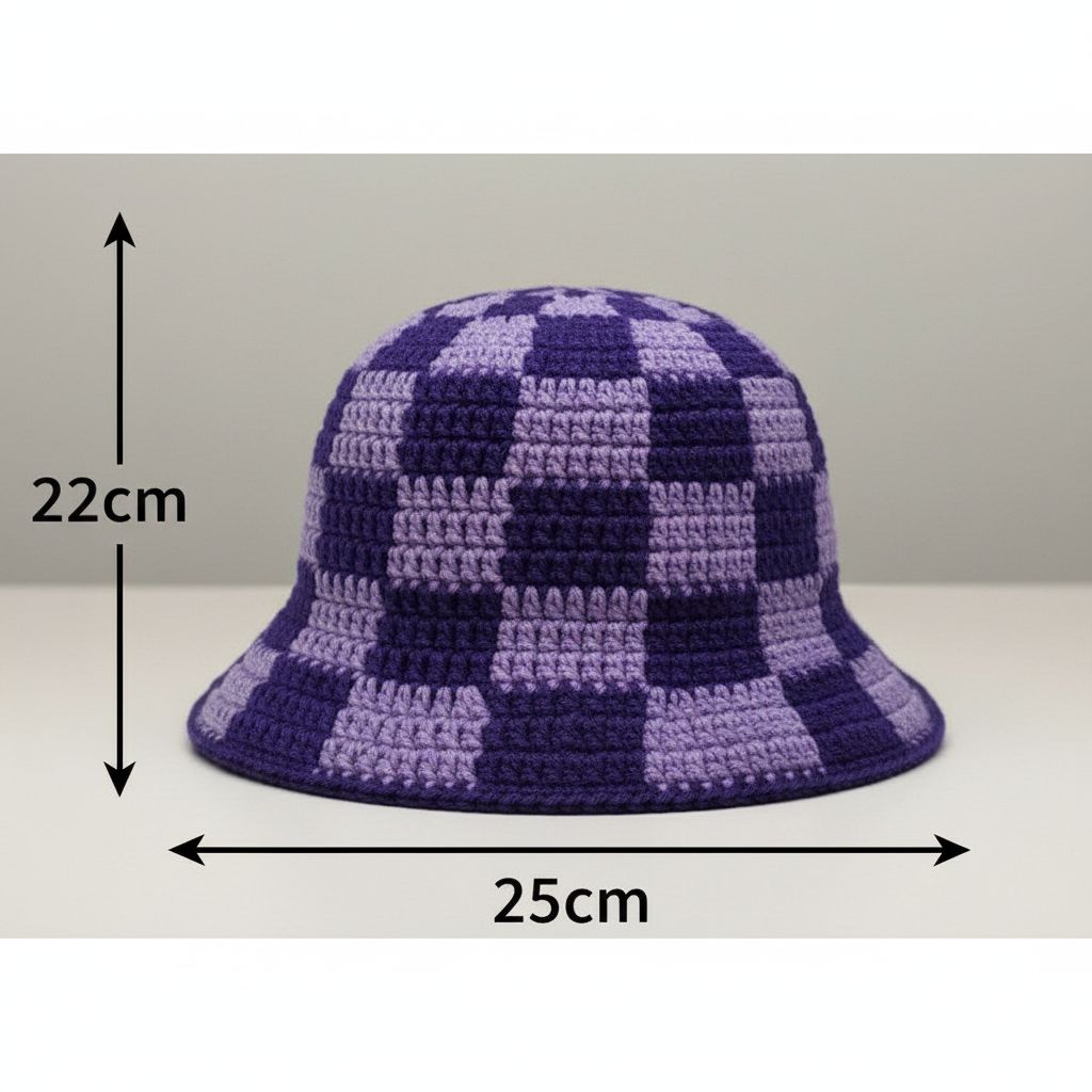 Chapeau crocheté en laine violet et lila – Bob unisexe fait main