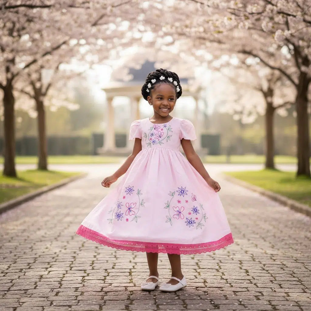 Robe cérémonie fille 5 ans rose clair dentelle