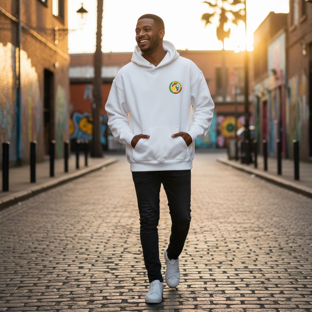Hoodie Sénégal Blanc Unisexe – Sweat à Capuche Sport &amp; Supporter Tendance
