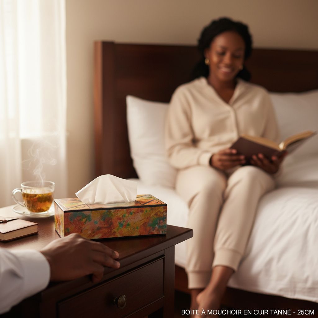 Boite à mouchoirs en cuir multicolore design