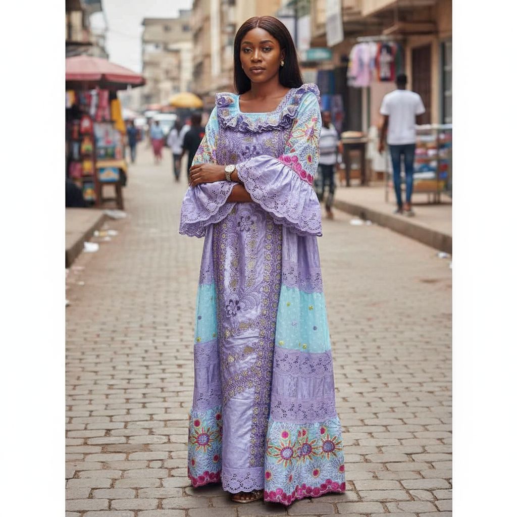 Robe bazin brodée femme élégante, longue cérémonie, couleurs vives