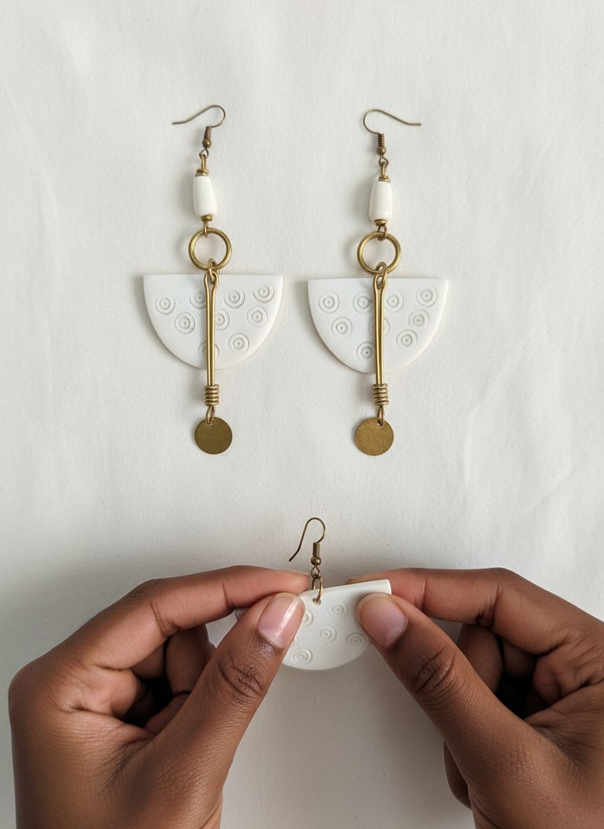 Boucles d’oreilles design bronze et ivoire