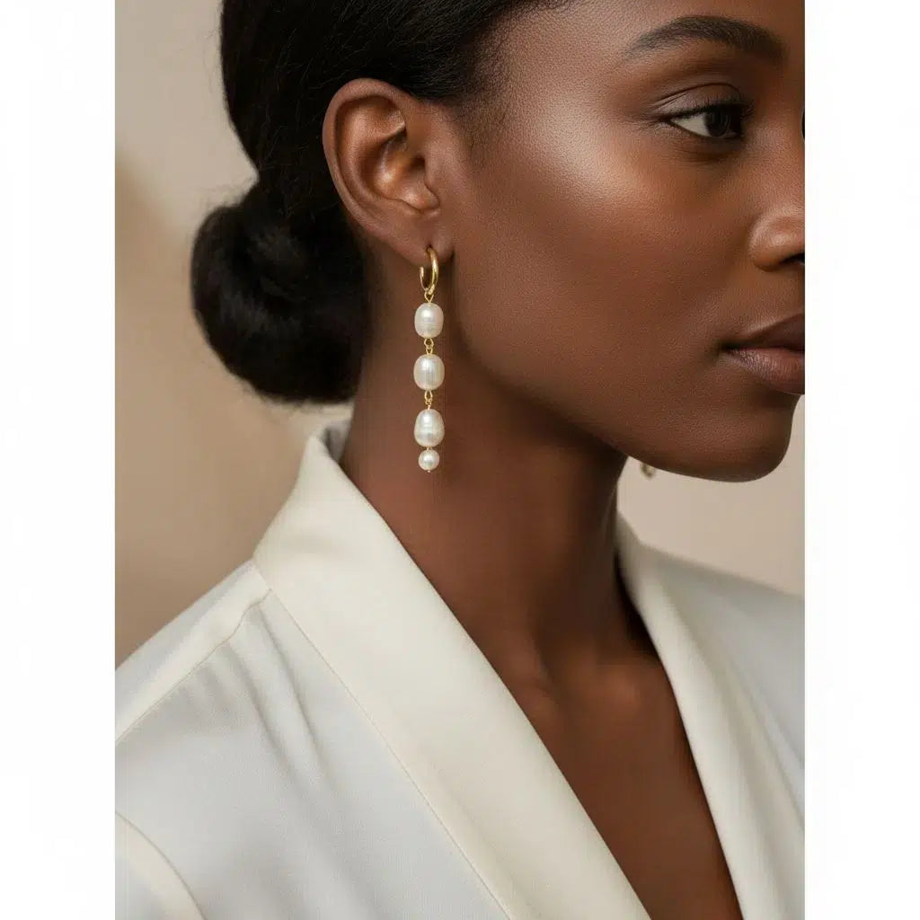 Boucles d’oreilles perles d’eau douce acier inoxydable doré