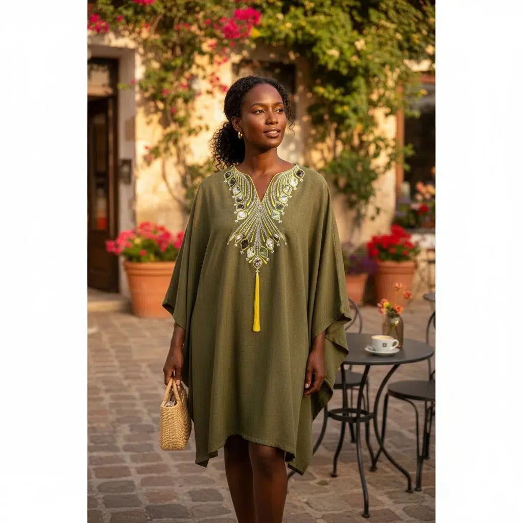 Tunique Brodée Bohème Chic en Coton - Éclat Artisanal
