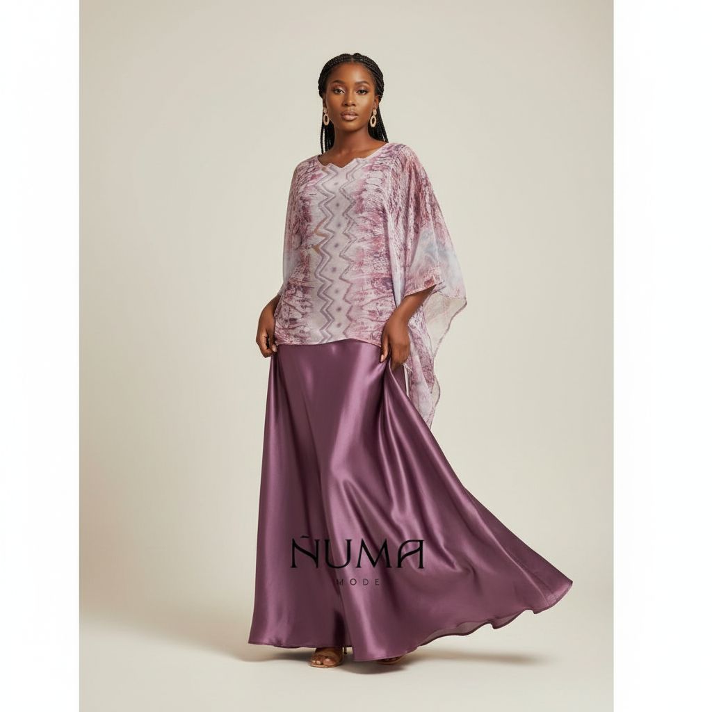 Boubou femme élégant rouge NUMA, robe longue satinée chic événement