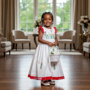Robe cérémonie fille 3 ans blanche dentelle rouge