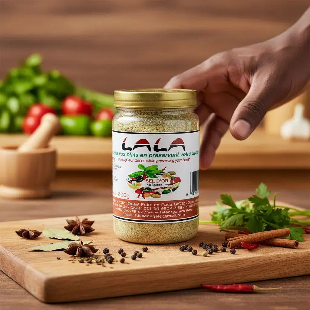 Sel d’or 18 épices – Mélange d’épices santé, sel aromatisé naturel 800g