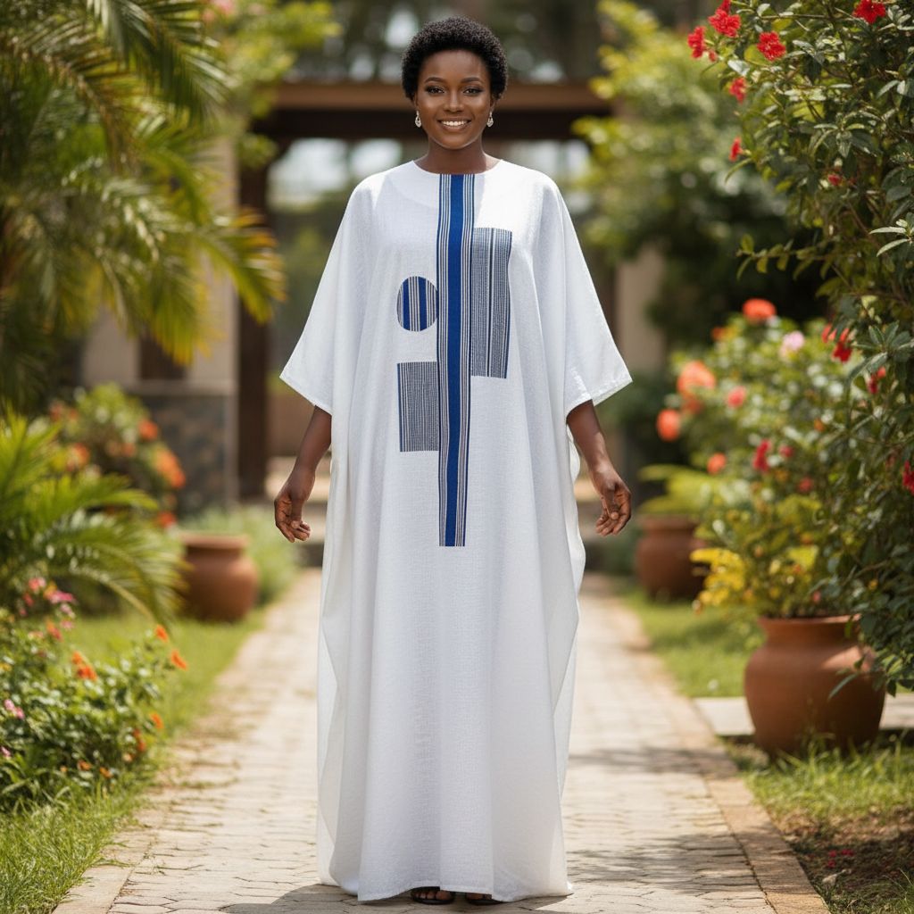 Robe pagne tissé femme longue ample coton, élégante et confortable