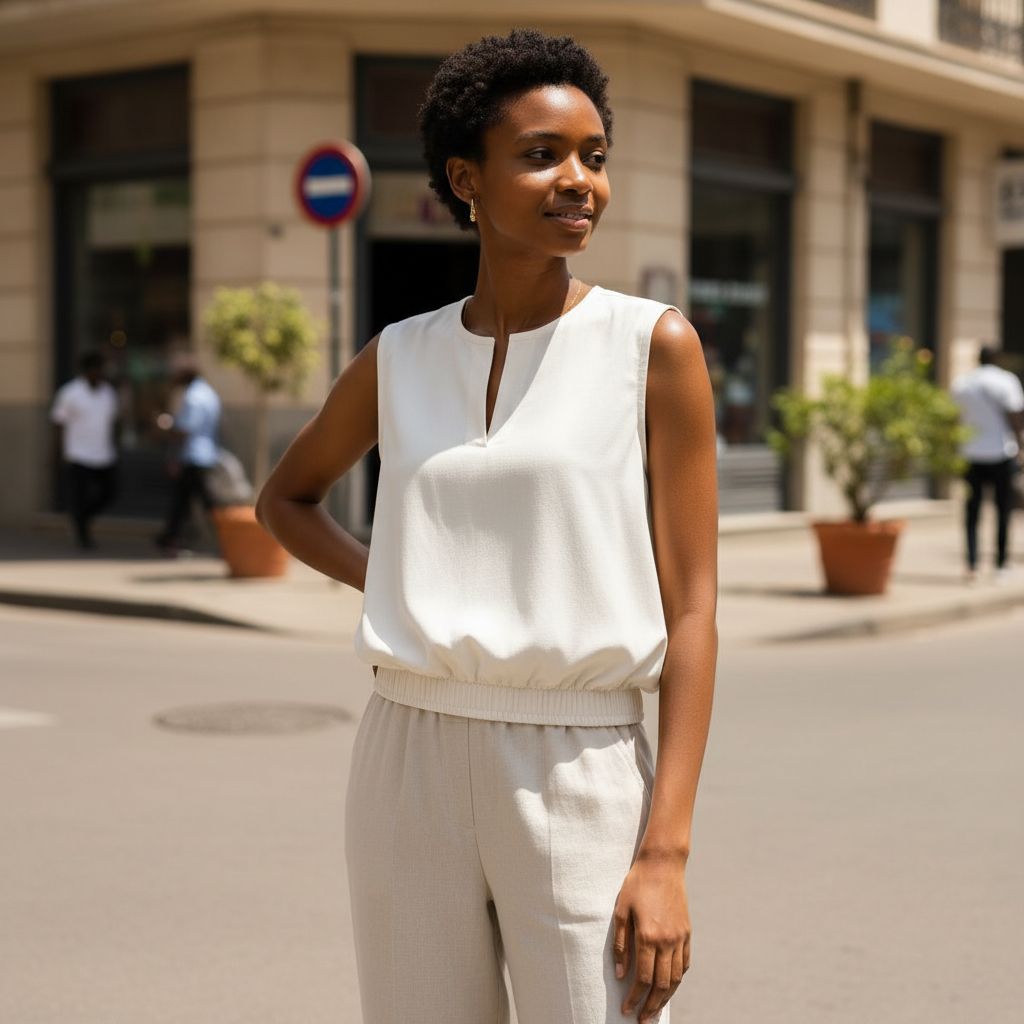 Haut débardeur femme viscose chic col rond, élégant et fluide multicolore