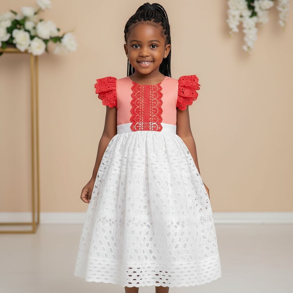 Robe cérémonie fille 3 ans blanche et saumon