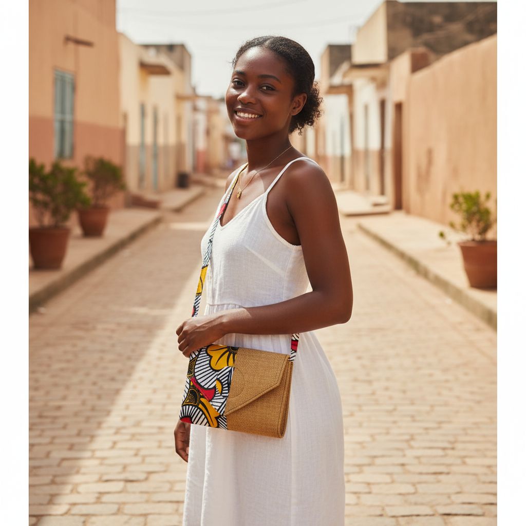 Sac à main wax et raffia rouge et jaune, sac bohème artisanal femme