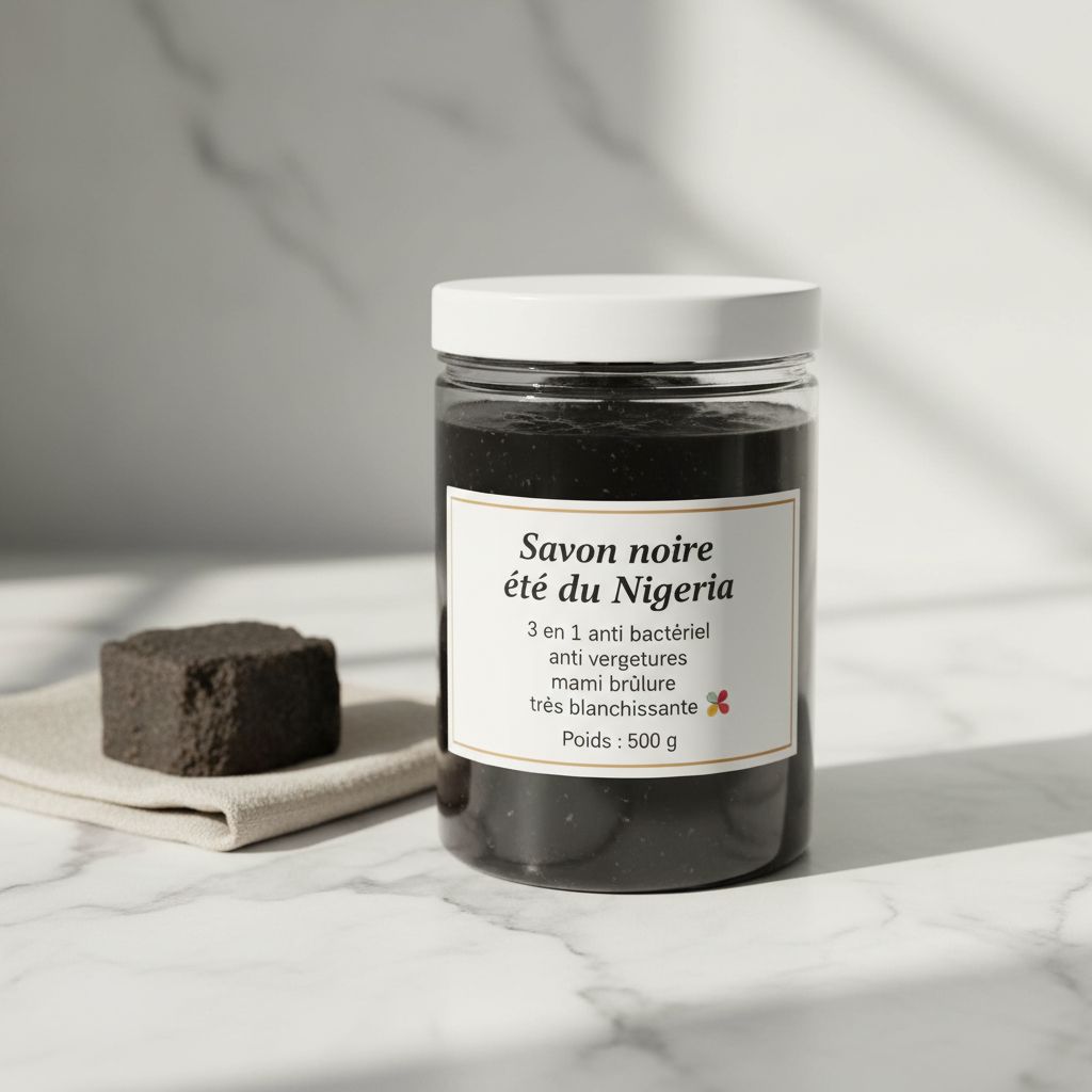 Savon noir nigérian 3 en 1 : éclaircissant, anti vergetures et antibactérien
