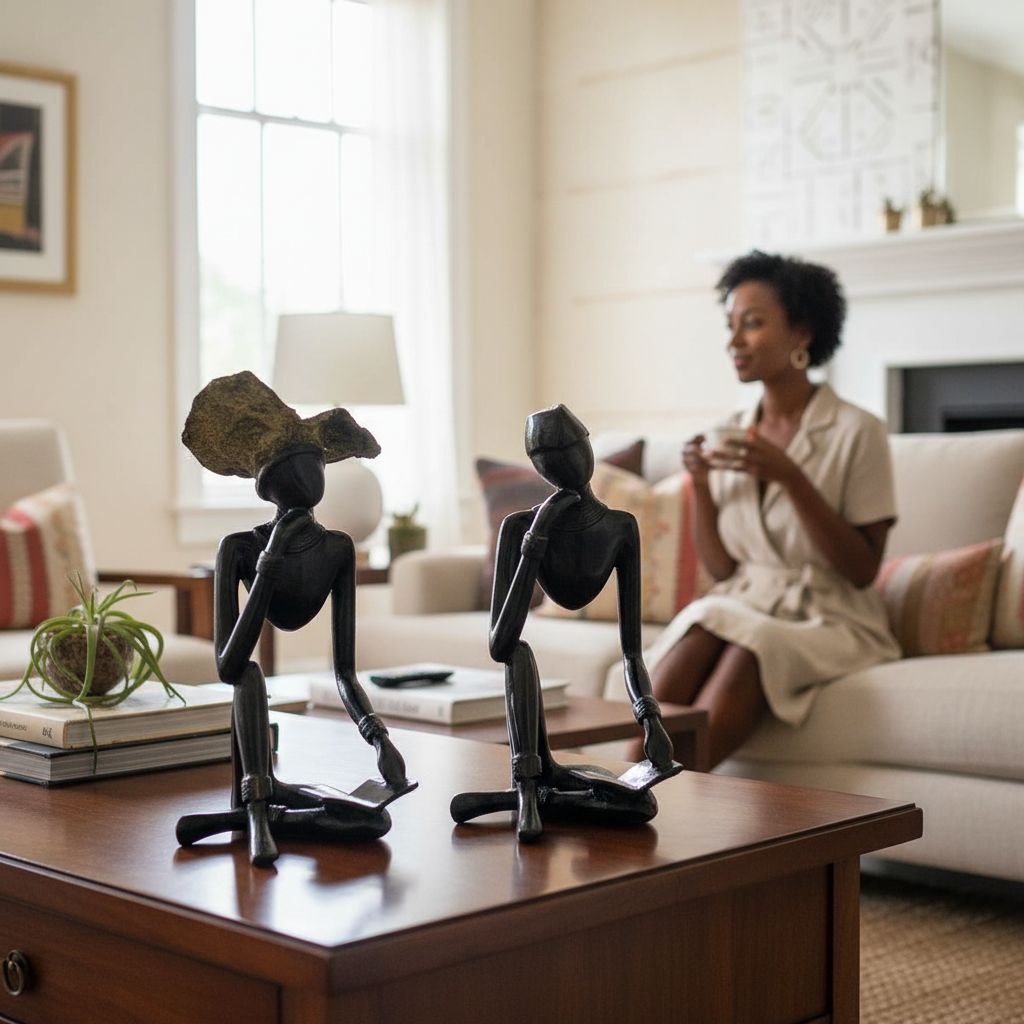 Paire de statue décorative en bronze noir