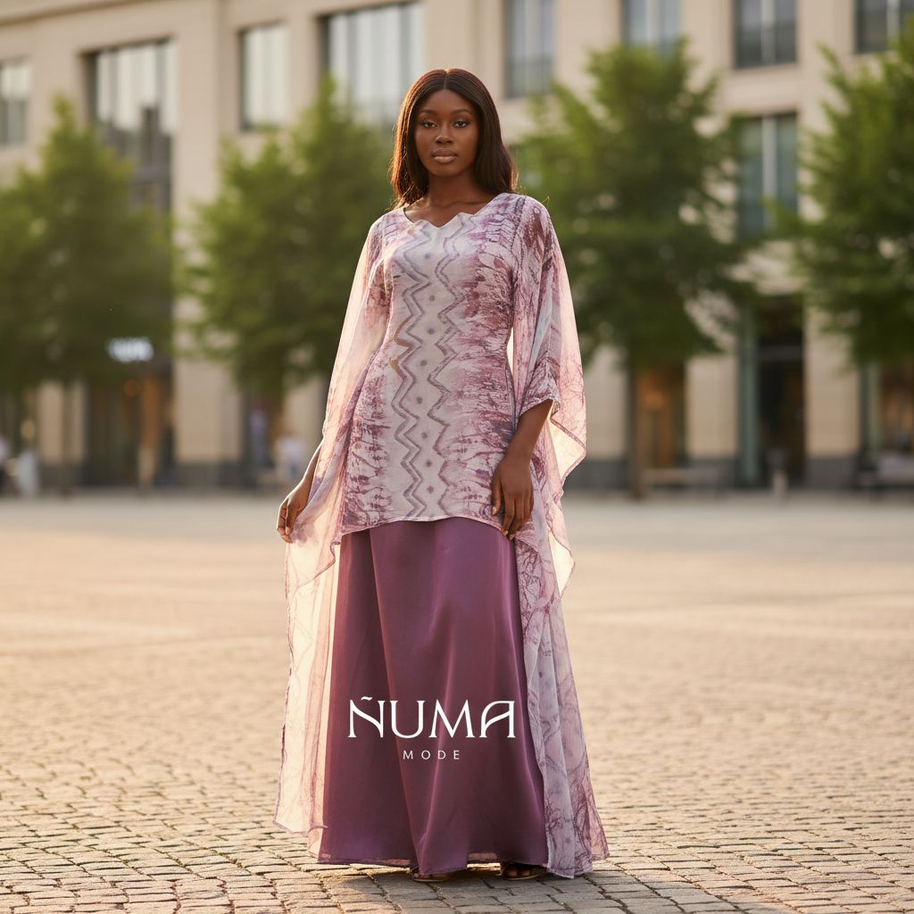 Boubou femme élégant rouge NUMA, robe longue satinée chic événement