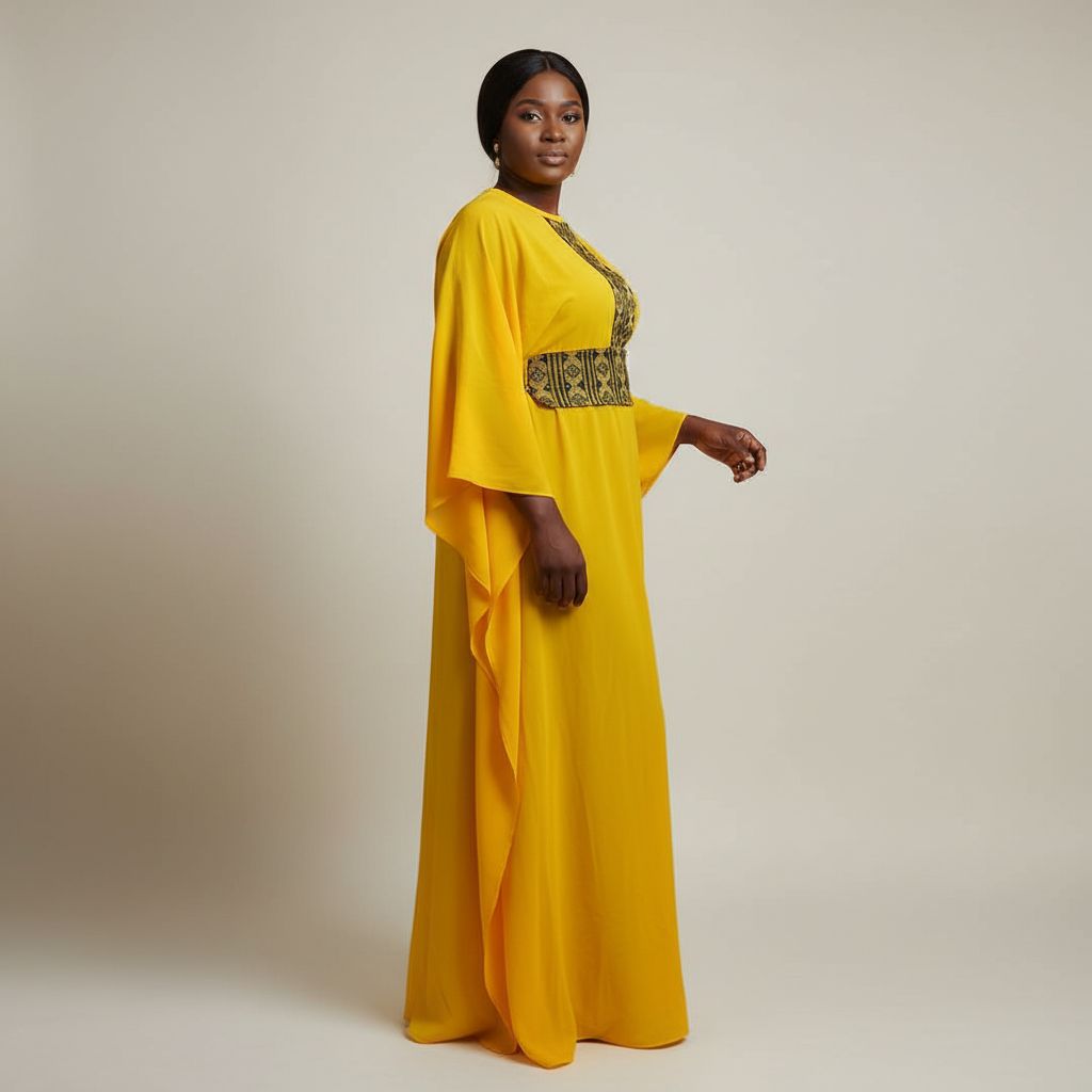 Robe femme pagne tissé chic en crêpe, élégante cérémonie ou soirée
